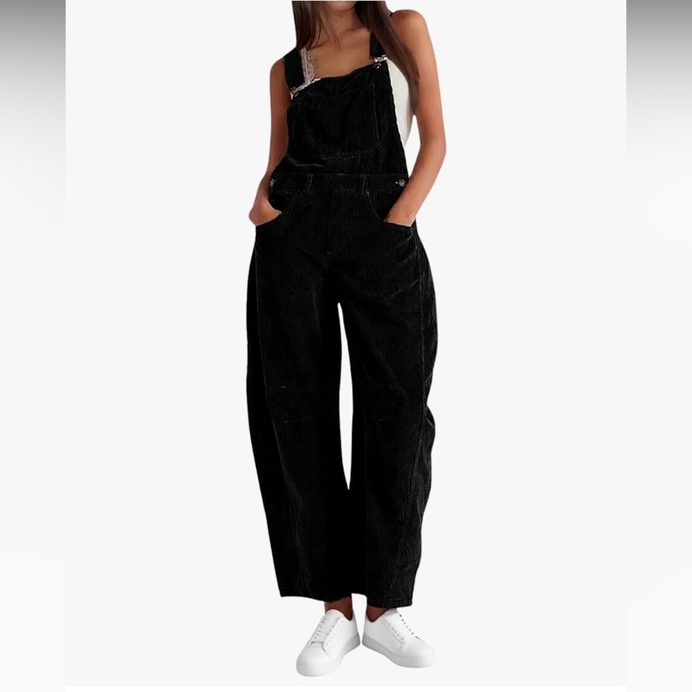 AMEBELLE Corduroy Overalls for Women Barrel Wide Leg Bib with Pockets